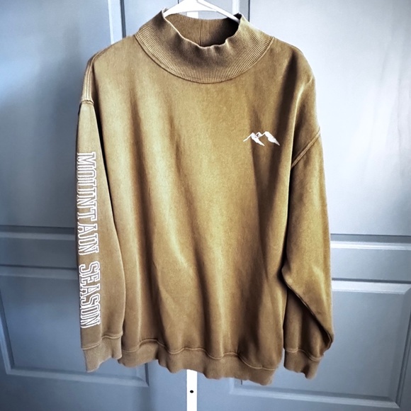 AERIE BROWN/MUSTARD MOUNTAIN SEASON SWEATSHIRT SZ L - Picture 2 of 3